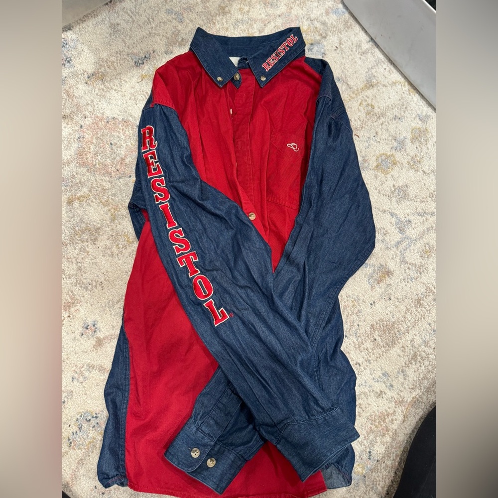 Red and denim Resistol Longsleeve Kids XXL